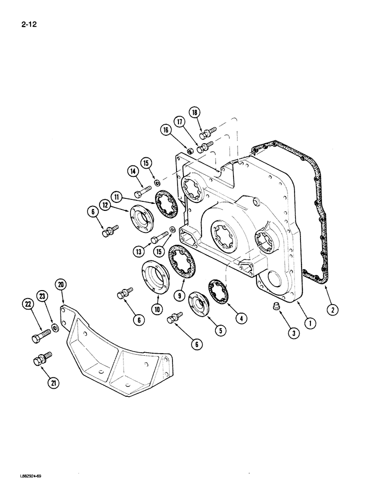 Схема запчастей Case IH STEIGER - (2-012) - FRONT GEAR COVER, L-10 ENGINE (02) - ENGINE