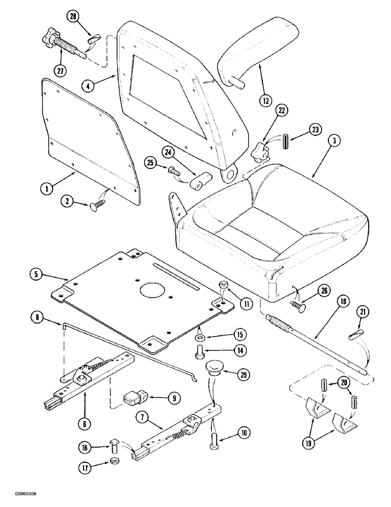 Схема запчастей Case IH 1670 - (9G-14) - AIR SUSPENSION SEAT, SUSPENSION (10) - CAB & AIR CONDITIONING