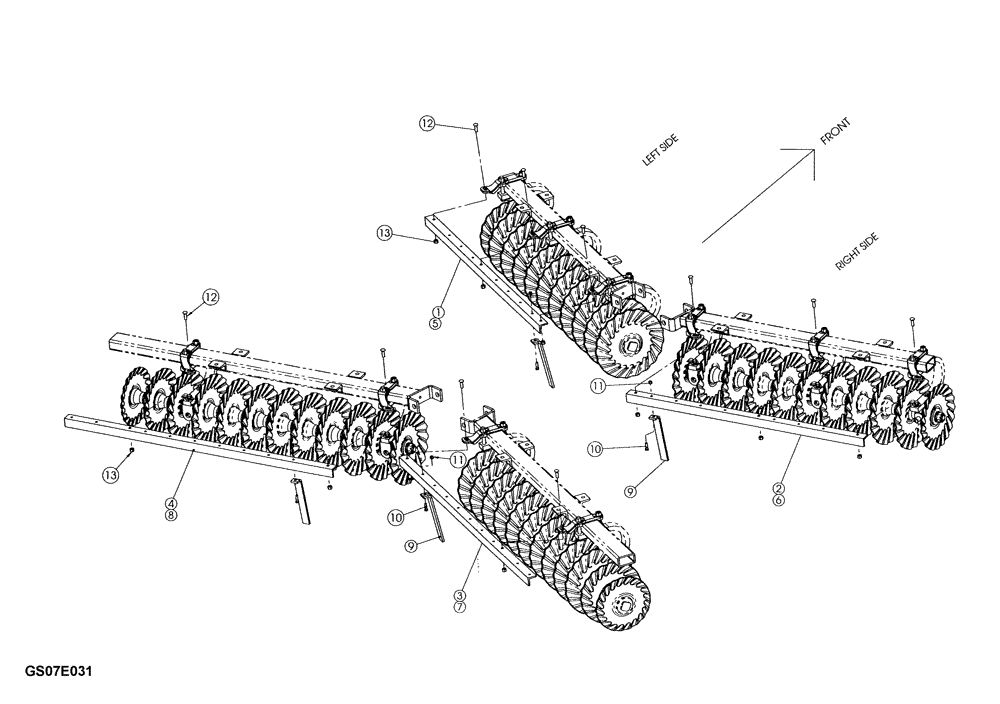 Схема запчастей Case IH 330 TRUE-TANDEM - (75.200.12) - 7-1/2 INCH WING GANG SCRAPER PARTS - SERIAL NUMBER JFH0043969 AND PRIOR (75) - SOIL PREPARATION