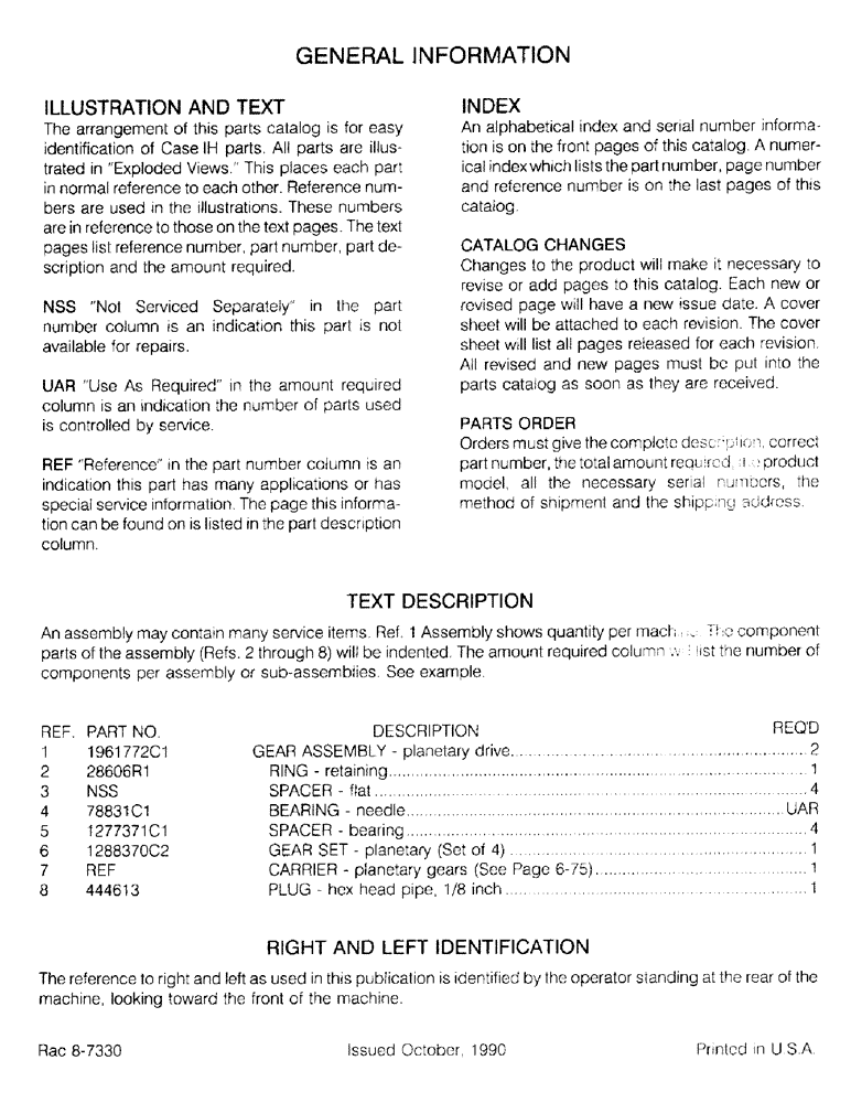 Схема запчастей Case IH 770 - (1-4) - GENERAL INFORMATION 