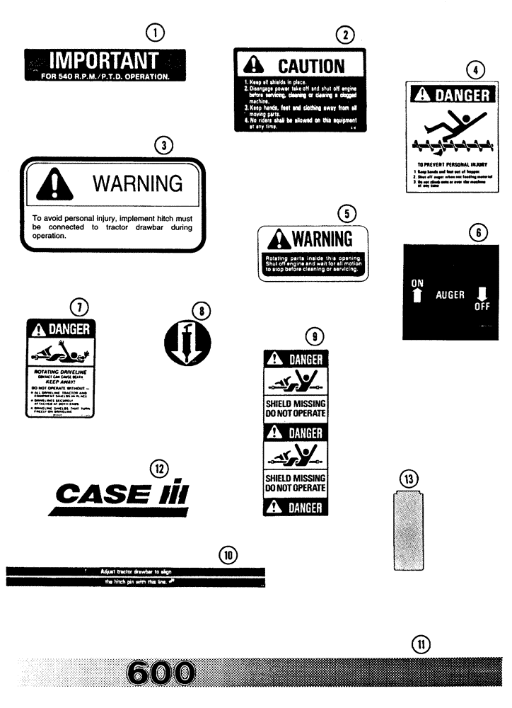 Схема запчастей Case IH 600 - (9-66[03]) - DECALS, 9/15/95 THROUGH 02/19/07, 600 BLOWER (09) - CHASSIS/ATTACHMENTS