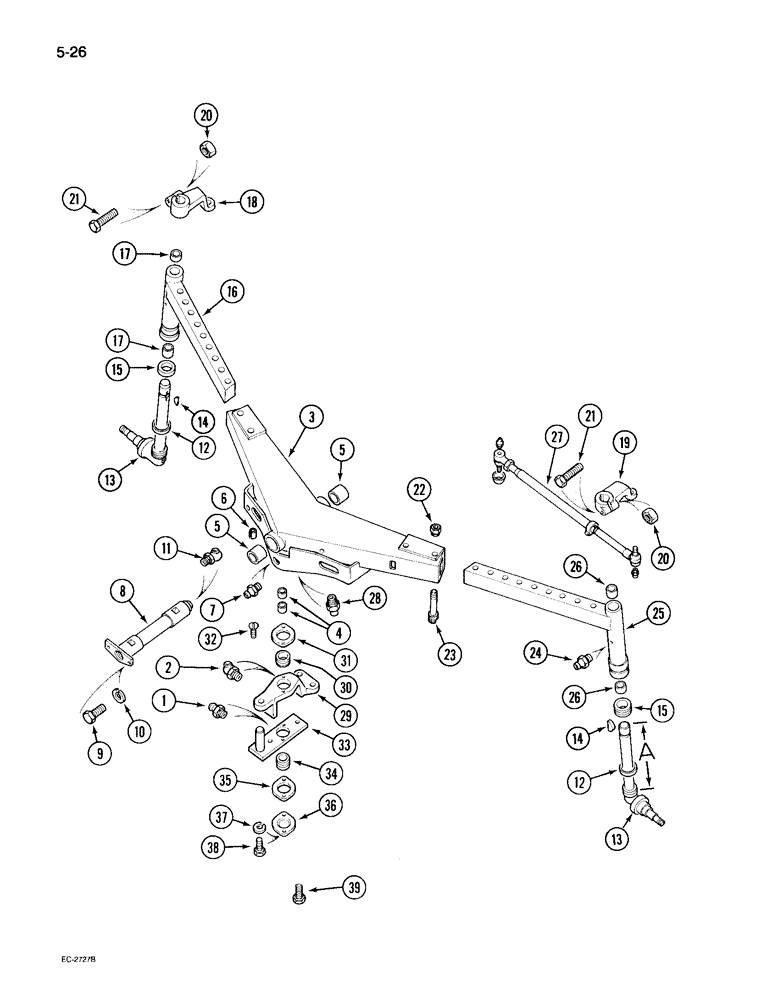 Схема запчастей Case IH 495 - (5-026) - ADJUSTABLE SWEPT BACK FRONT AXLE, 48 TO 80 INCH TREAD (05) - STEERING