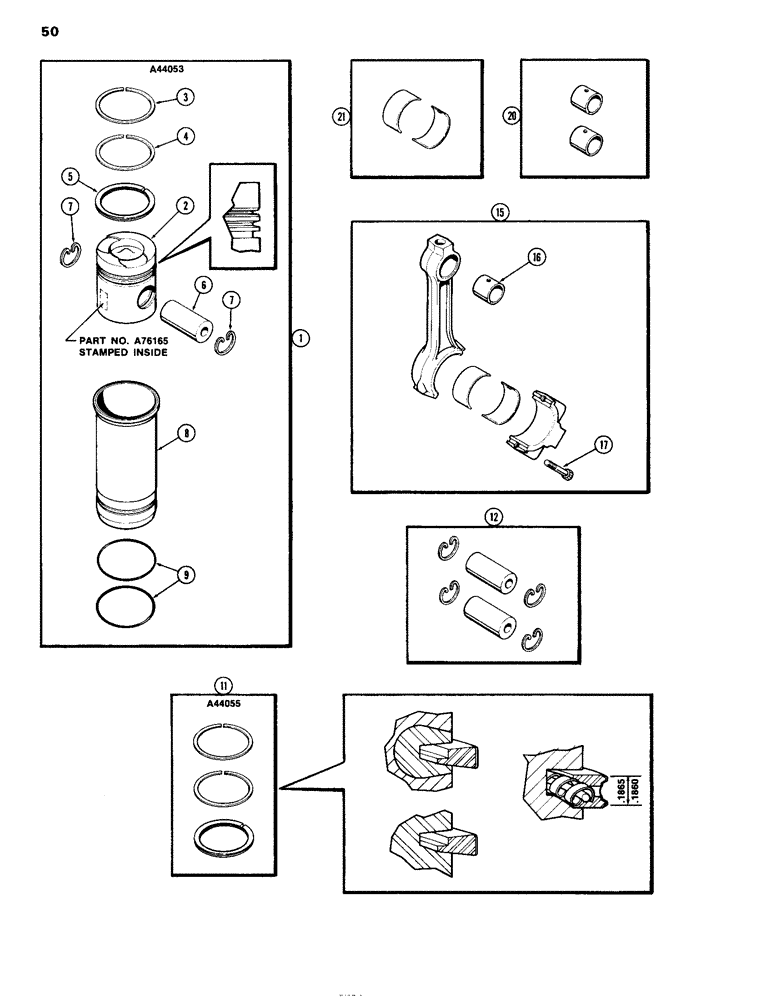 Схема запчастей Case IH 504DT - (050) - PISTON ASSEMBLY AND CONNECTING RODS, ENGINE LESS FUEL DEVICE, 504DT TURBOCHARGED ENGINES (10) - ENGINE