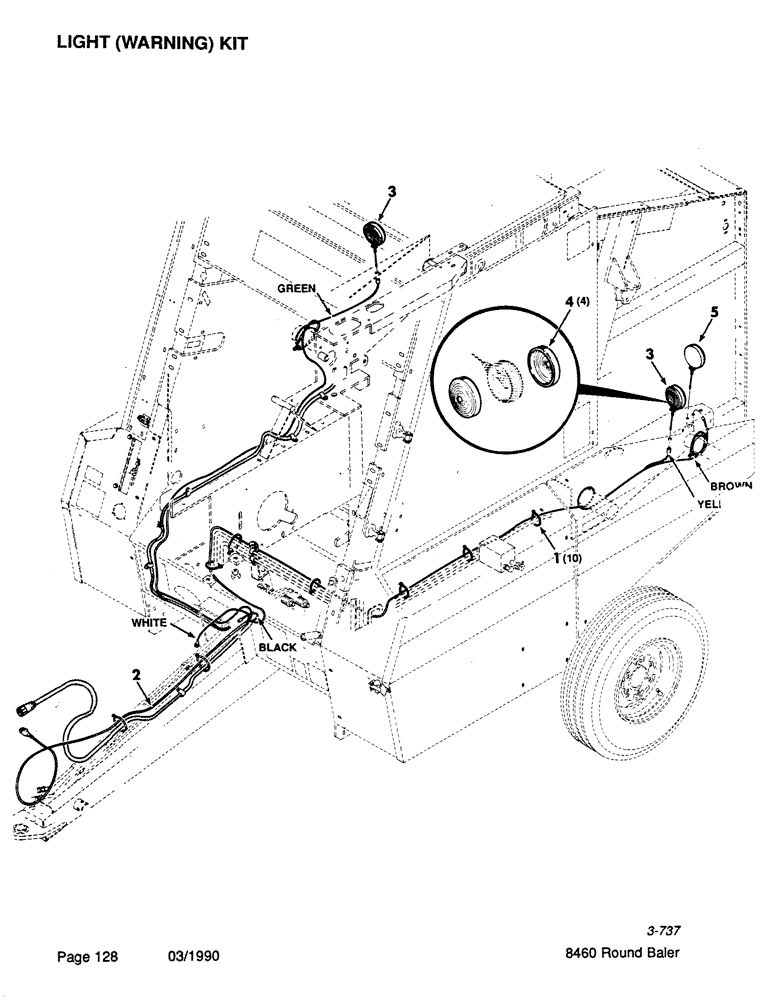 Схема запчастей Case IH 8460 - (128) - LIGHT, WARNING, KIT (06) - ELECTRICAL
