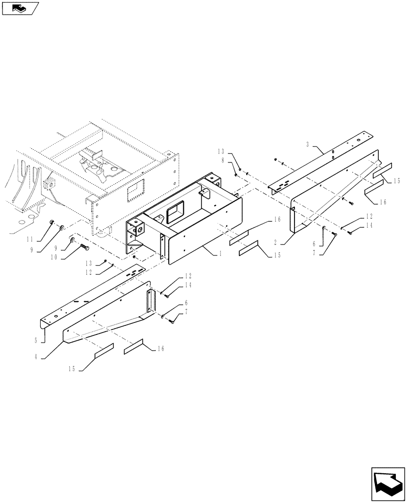 Схема запчастей Case IH 810 - (39.100.01) - 18" STANDARD FRAME EXTENSION (39) - FRAMES AND BALLASTING