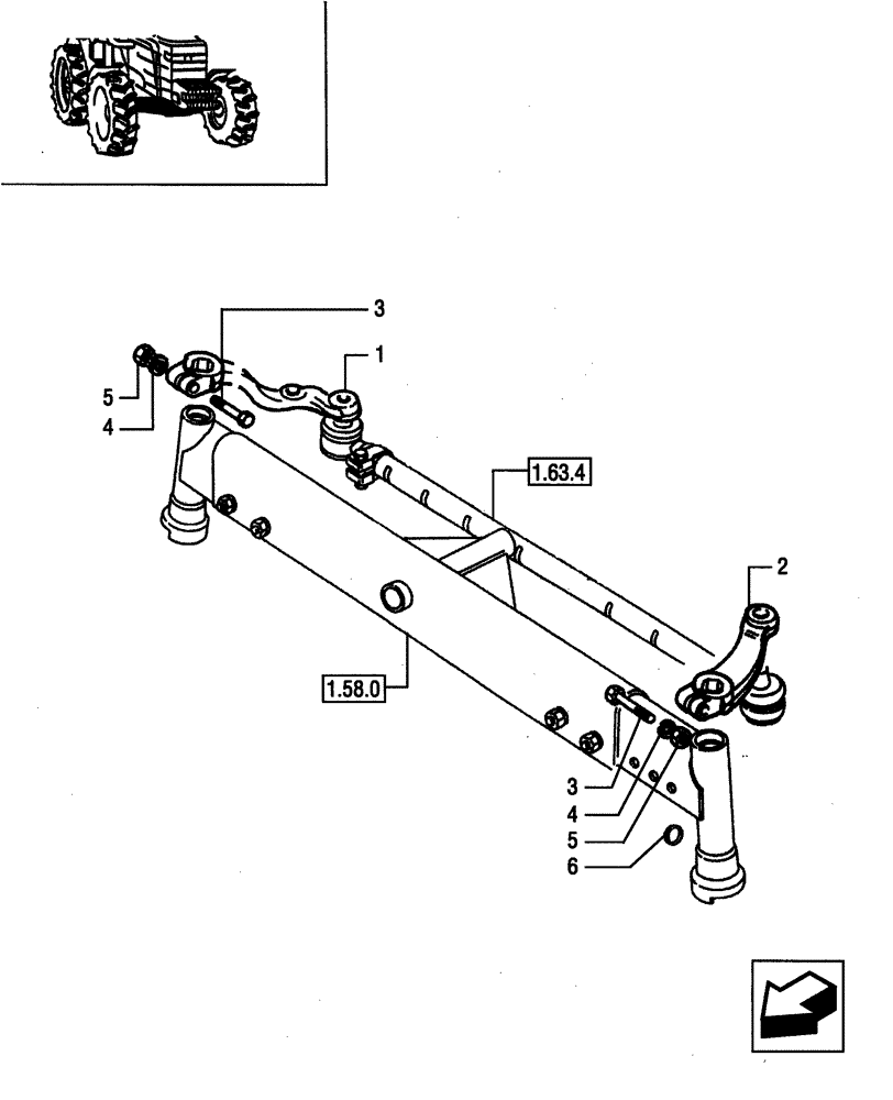 Схема запчастей Case IH JX95 - (1.63.3) - STEERING TIE-ROD - LEVERS (04) - FRONT AXLE & STEERING