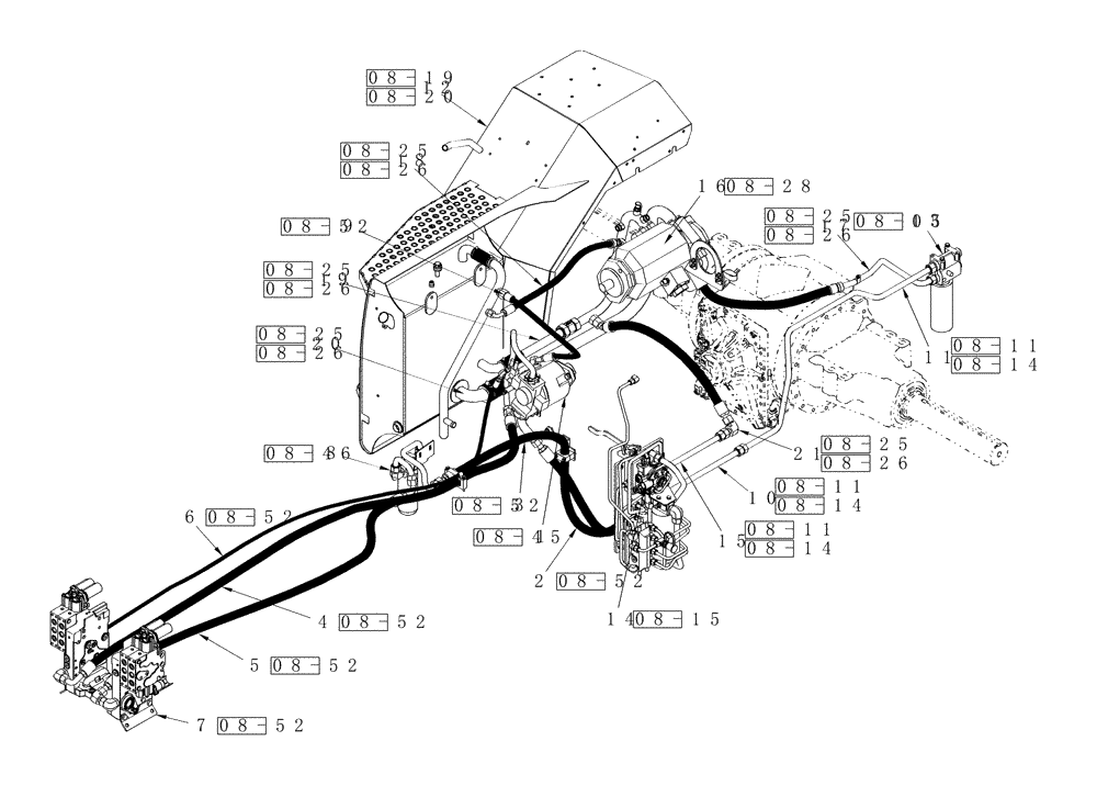 Схема запчастей Case IH STEIGER 485 - (01A-24) - HYDRAULICS - PARALLEL FLOW CIRCUITRY (00) - PICTORIAL INDEX