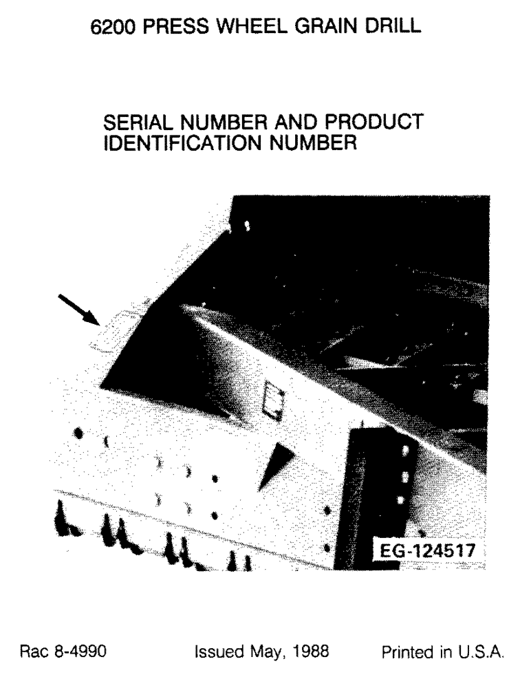 Схема запчастей Case IH 6200 - (1-3) - SERIAL NUMBER AND PRODUCT IDENTIFICATION NUMBER (00) - PICTORIAL INDEX