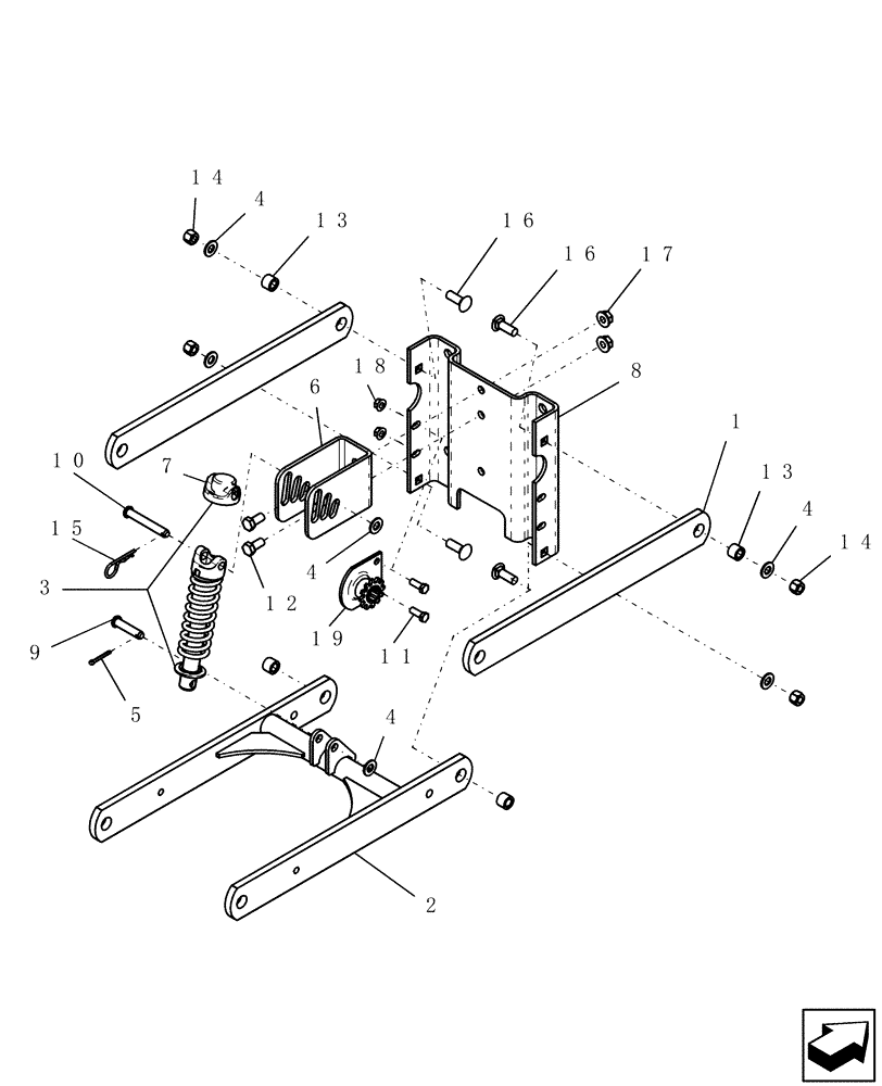 Схема запчастей Case IH 1200 - (L.10.C[02]) - DOWN PRESSURE EXTENDED LINKAGE L - Field Processing