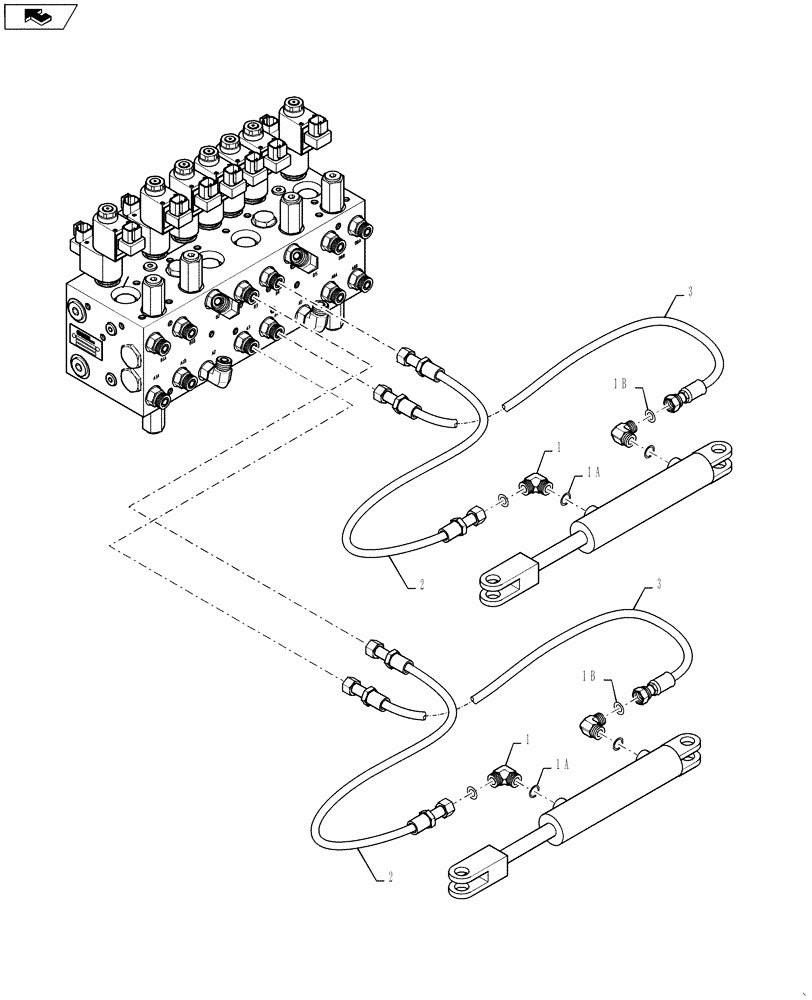 Схема запчастей Case IH 4420 - (06-011) - HYDRAULIC GROUP, BOOM OUTER FOLD Hydraulic Plumbing