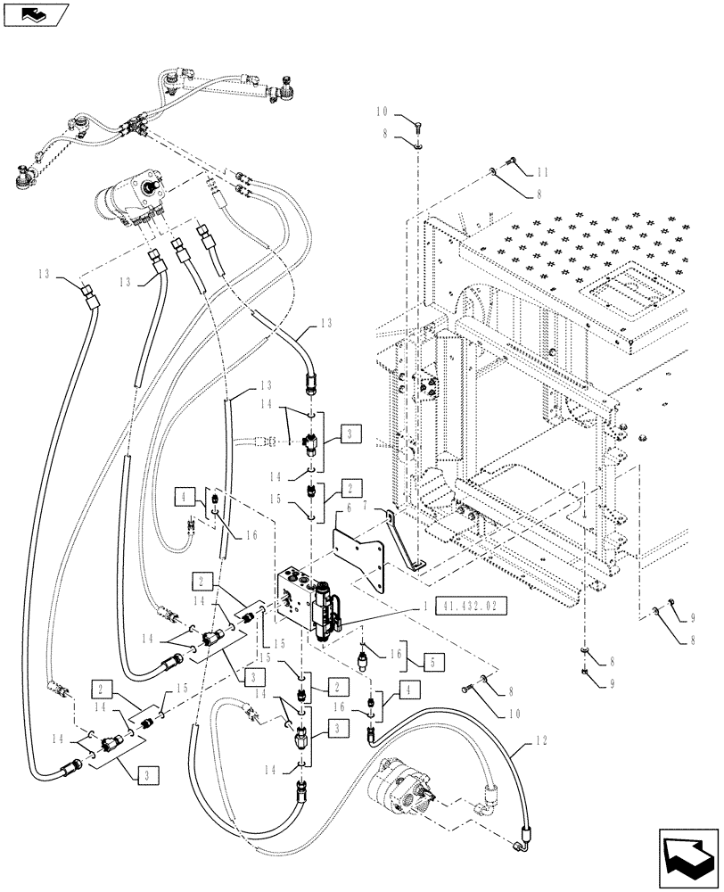 Схема запчастей Case IH TITAN 3530 - (41.432.01) - AUTOGUIDANCE HYDRAULICS (41) - STEERING