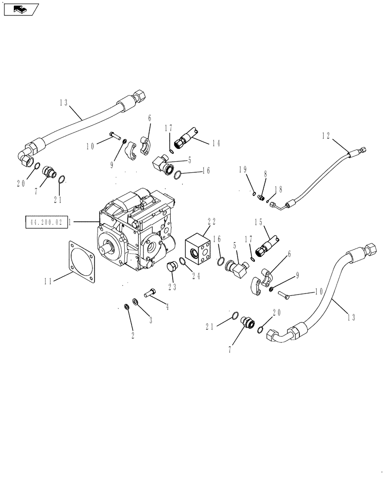 Схема запчастей Case IH 635 - (44.200.01) - HYDRAULIC POWER GUIDE AXLE MOTOR SYSTEM (44) - WHEELS