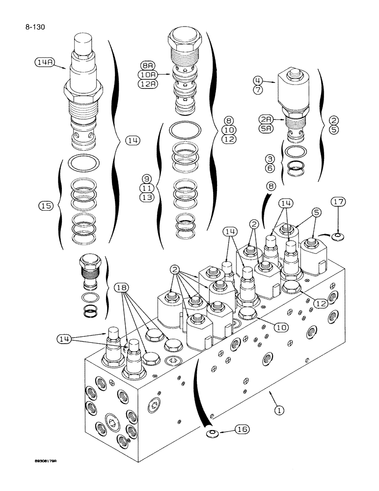 Схема запчастей Case IH 950 - (8-130) - CONTROL VALVE ASSEMBLY, PLANTER, 24 ROW NARROW, FRONT FOLD (08) - HYDRAULICS