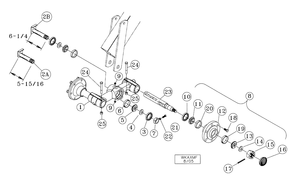 Схема запчастей Case IH 200 - (44.100.03) - DOUBLE FOLD WALKING AXLE ASSEMBLY 38-1/2 THROUGH 46-1/2 (44) - WHEELS