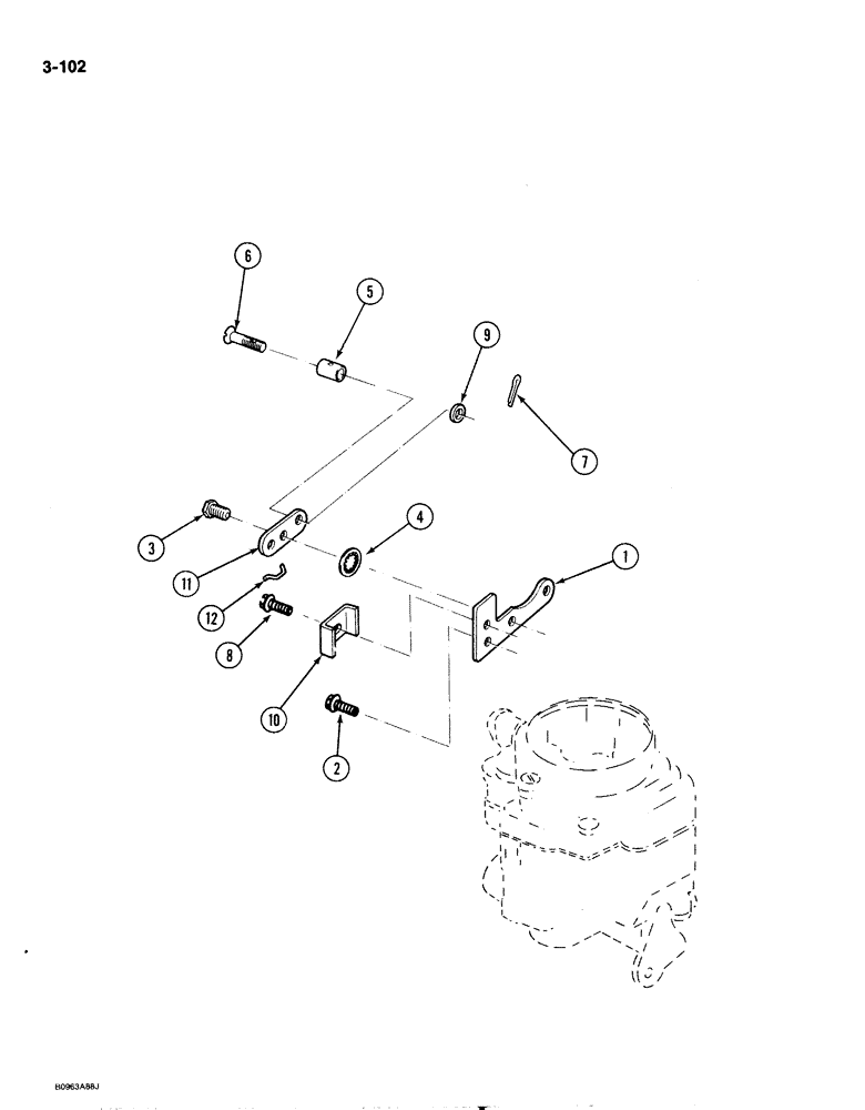 Схема запчастей Case IH 1818 - (3-102) - CHOKE CONTROL, GASOLINE MODELS (03) - FUEL SYSTEM
