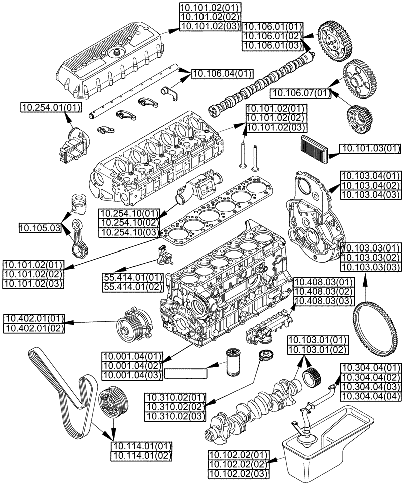 Схема запчастей Case IH 8010 - (00.000.10[01C]) - PICTORIAL INDEX - ENGINE, INTERNAL COMPONENTS (00) - GENERAL & PICTORIAL INDEX