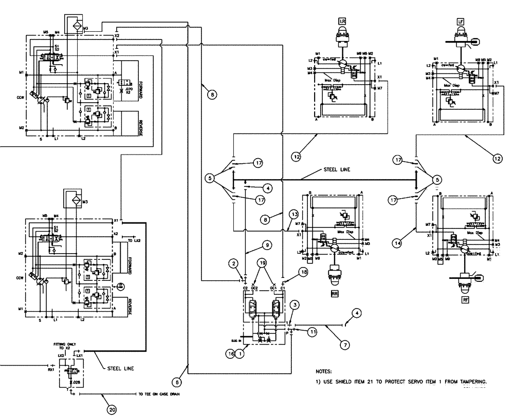 Схема запчастей Case IH SPX4410 - (06-001) - DRIVE CONTROL HYDRAULIC GROUP Hydraulic Plumbing