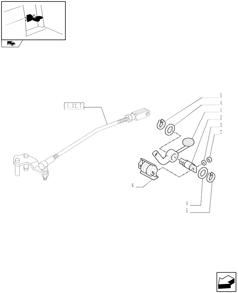 Схема запчастей Case IH FARMALL 75C - (1.92.32) - DIFFERENTIAL LOCK CONTROL PEDAL (10) - OPERATORS PLATFORM/CAB