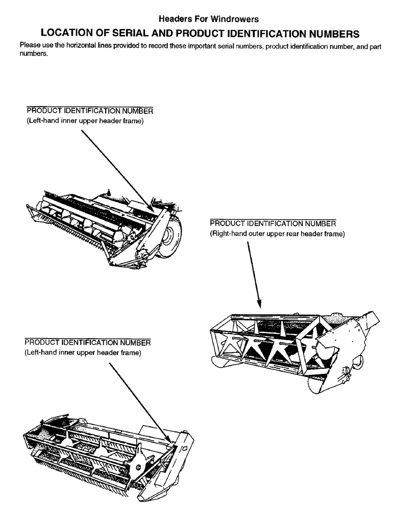 Схема запчастей Case IH INTERNATIONAL - (1-02) - LOCATION OF SERIAL AND PRODUCT IDENTIFICATION NUMBERS (00) - GENERAL