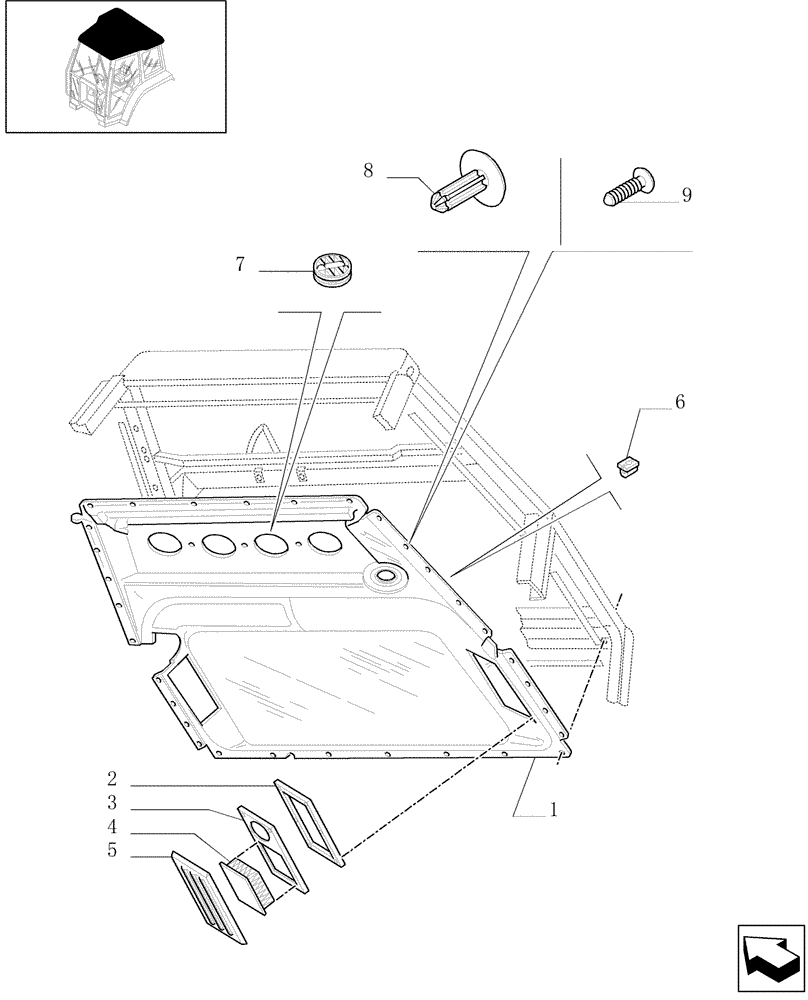 Схема запчастей Case IH MXM155 - (1.94.0[02]) - ROOF (10) - OPERATORS PLATFORM/CAB