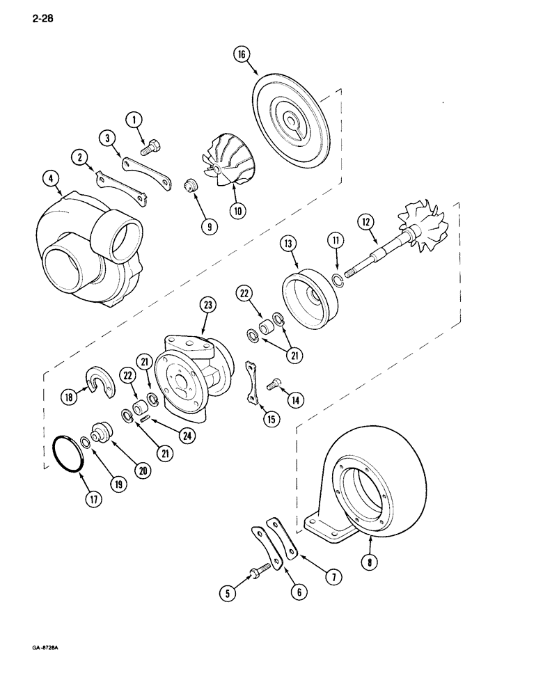 Схема запчастей Case IH 995 - (2-28) - TURBOCHARGER (02) - ENGINE