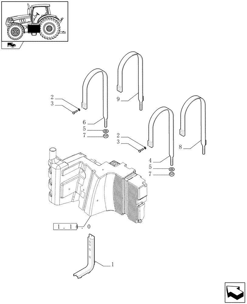 Схема запчастей Case IH PUMA 155 - (1.14.7) - MAIN FUEL TANK SUPPORT (02) - ENGINE EQUIPMENT