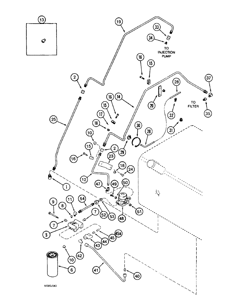 Схема запчастей Case IH 1644 - (3-11A) - FUEL LINES AND FILTER SYSTEM, P.I.N. JJC0098060 AND AFTER (02) - FUEL SYSTEM
