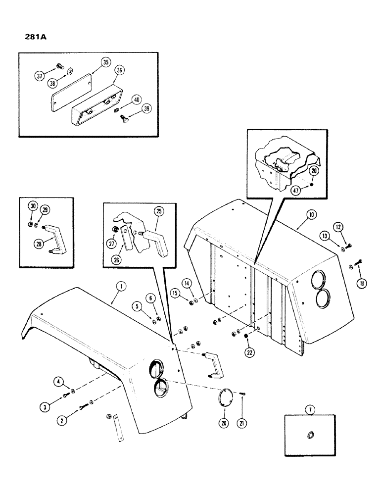 Схема запчастей Case IH 970 - (281A) - FENDERS, 24" FENDER (09) - CHASSIS/ATTACHMENTS