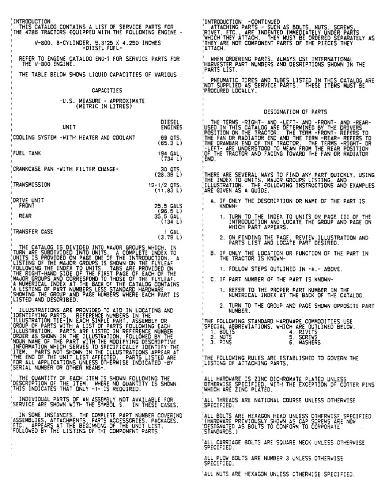 Схема запчастей Case IH 4786 - (01-4) - INTRODUCTION - FLUID CAPACITIES (00) - GENERAL