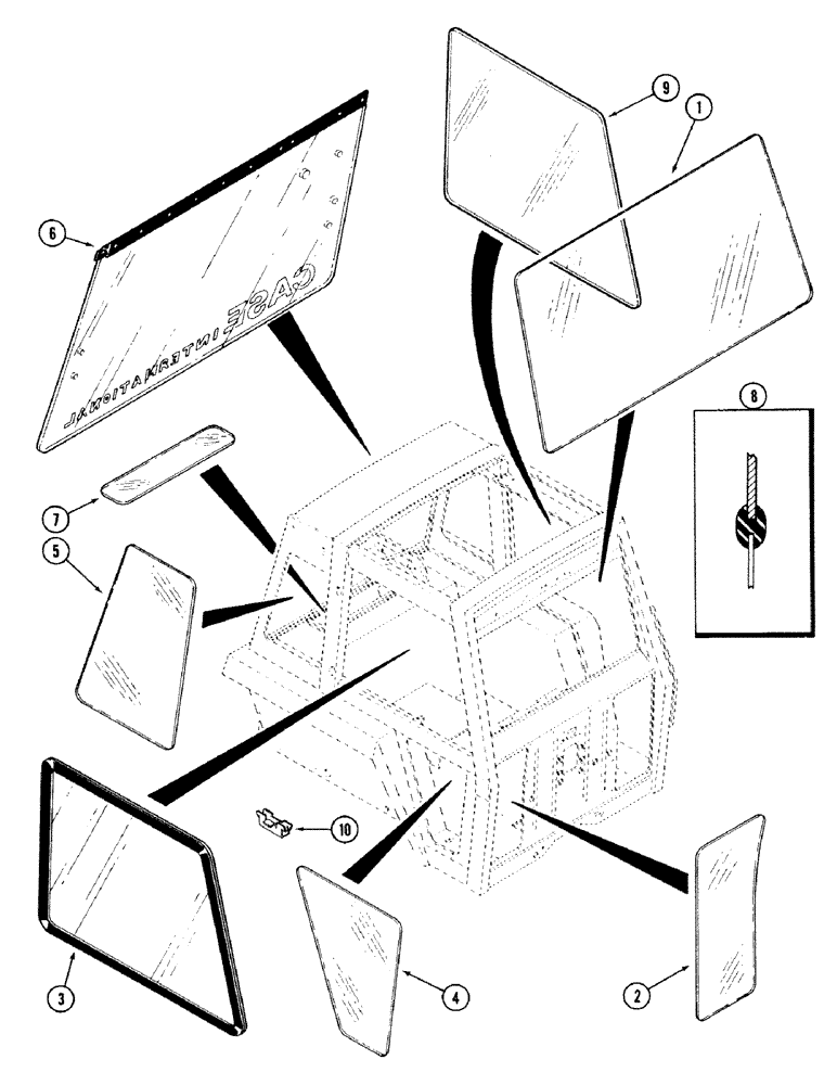 Схема запчастей Case IH 2594 - (9-114) - CAB, GLASS (09) - CHASSIS/ATTACHMENTS