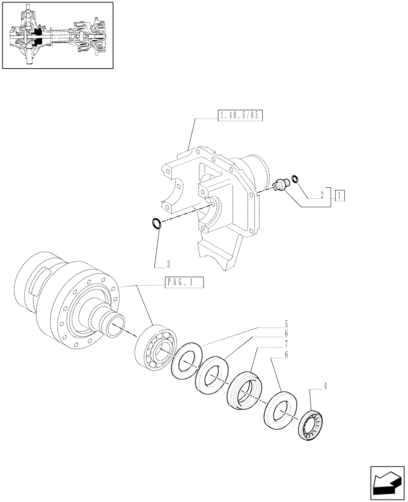 Схема запчастей Case IH MAXXUM 130 - (1.40. 5/07[02]) - (CL.3) SUSPENDED FRONT AXLE W/MULTI-PLATE DIFF. LOCK AND BRAKES - DIFFERENTIAL - C5954 (VAR.330427) (04) - FRONT AXLE & STEERING