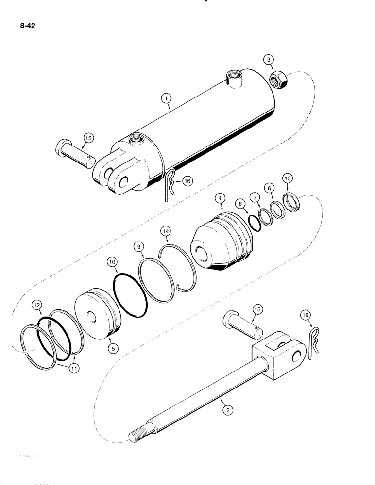 Схема запчастей Case IH 475 - (8-42) - TRANSPORT LIFT CYLINDER- 64412C91 (08) - HYDRAULICS
