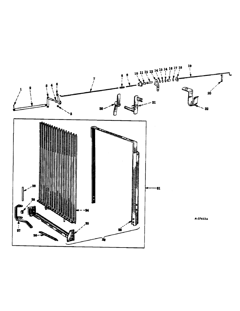 Схема запчастей Case IH 350 - (158) - CHASSIS, RADIATOR SHUTTER AND CONTROLS, FOR TRACTORS EQUIPPED WITH RADIATOR SHUTTER (12) - CHASSIS