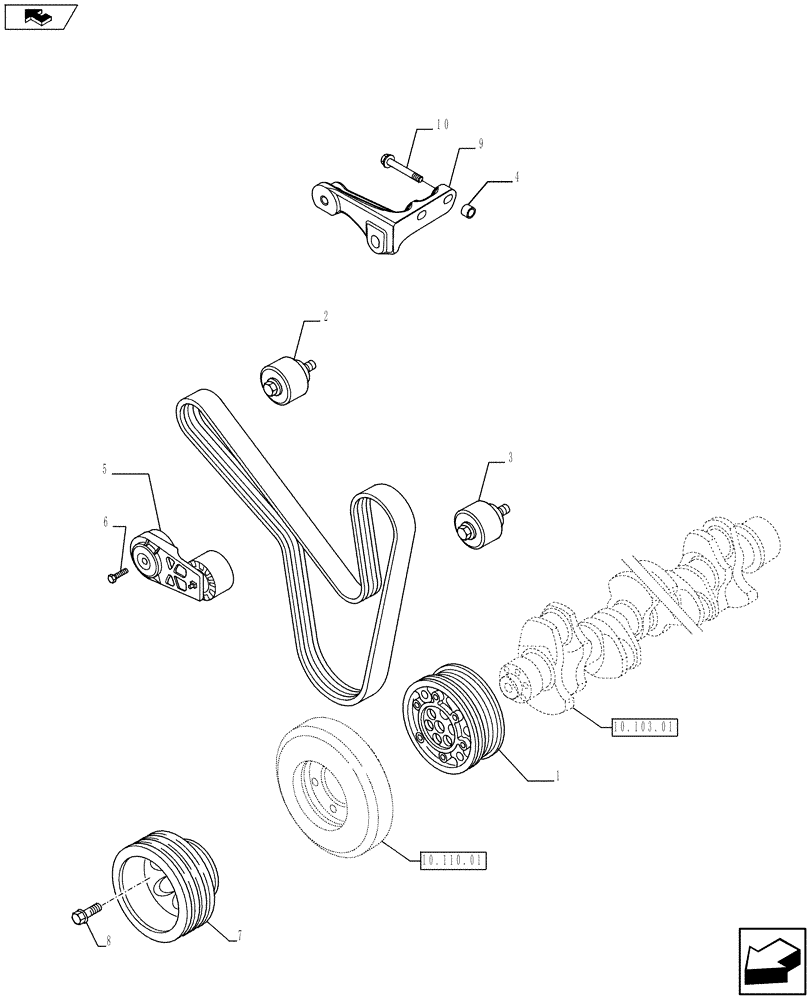 Схема запчастей Case IH F2CFE613A A017 - (10.114.01) - PULLEY - CRANHSHAFT (504045098 - 504354741) (10) - ENGINE