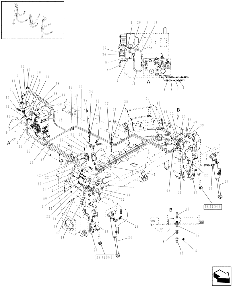 Схема запчастей Case IH WDX1002S - (09.02[7]) - DRAPER HYDRAULICS (09) - IMPLEMENT LIFT