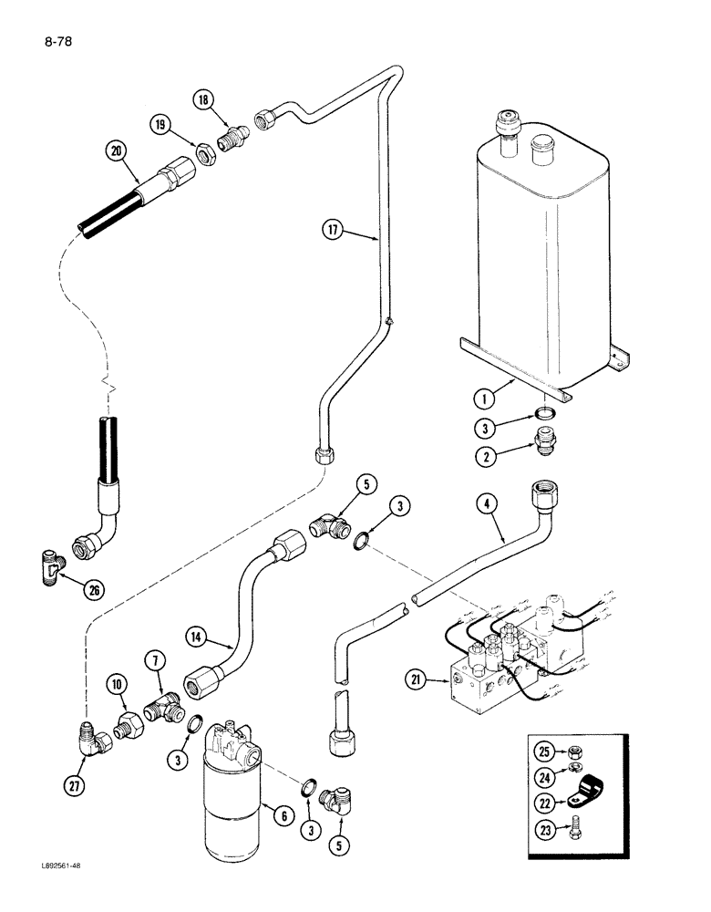 Схема запчастей Case IH 1822 - (8-78) - HYDRAULIC RETURN SYSTEM TO RESERVOIR, 1822 COTTON PICKER (07) - HYDRAULICS