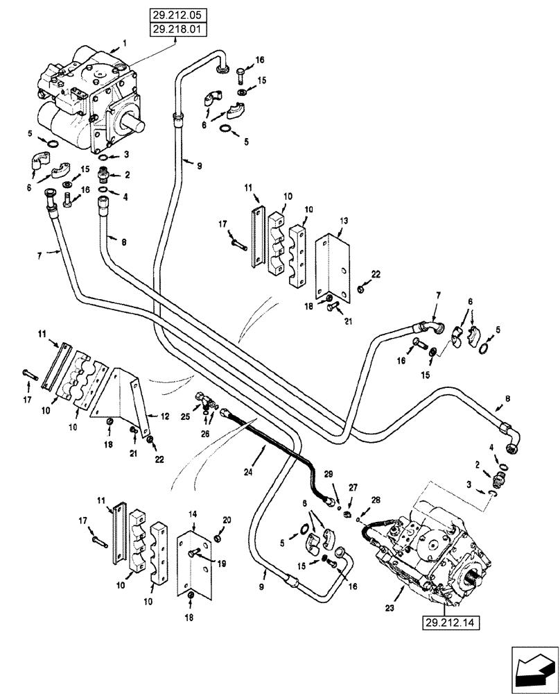 Схема запчастей Case IH 2588 - (29.212.02[01]) - HYDROSTATICS - PUMP AND MOTOR - TWO SPEED MOTOR (29) - HYDROSTATIC DRIVE