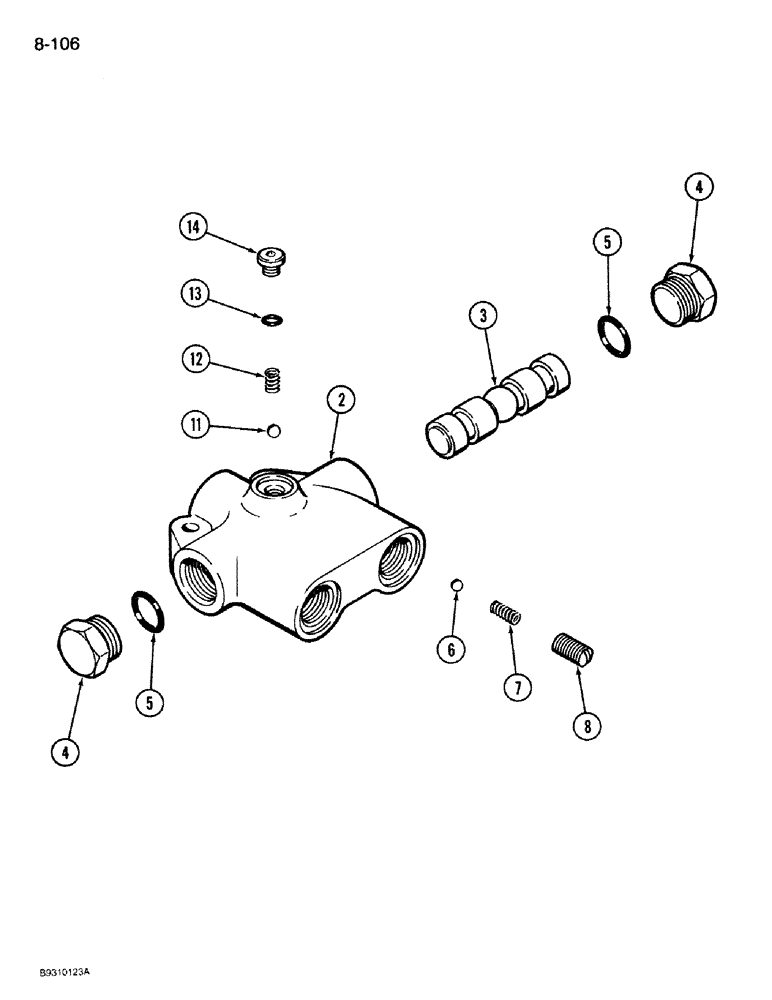 Схема запчастей Case IH 950 - (8-106) - ROW MARKER SEQUENCING VALVE, ALL RIGID PLANTERS, 8 ROW WIDE AND 12 ROW NARROW, VERTICAL FOLD (08) - HYDRAULICS