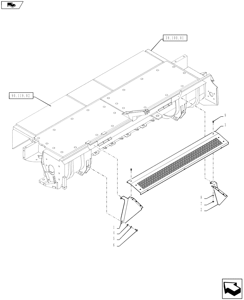 Схема запчастей Case IH RD163 - (90.115.01) - DECK, LESS CONDITIONER (90) - PLATFORM, CAB, BODYWORK AND DECALS