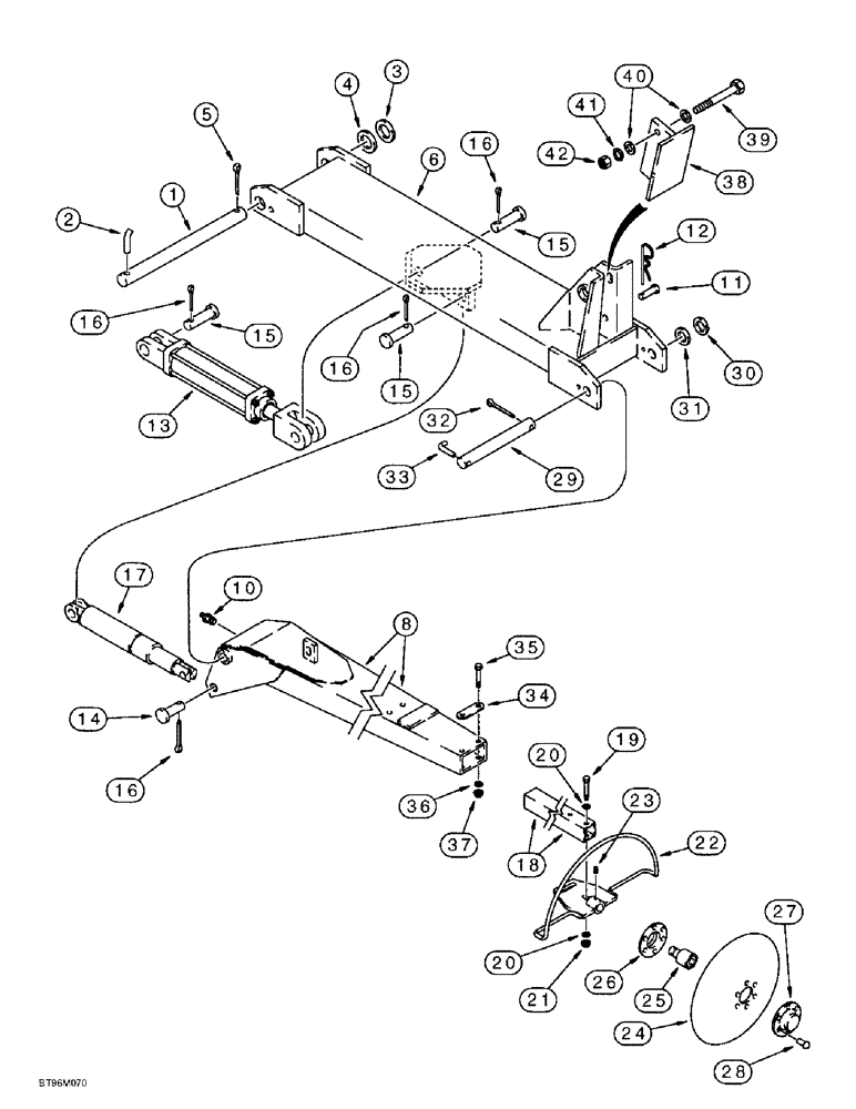 Схема запчастей Case IH 955 - (9E-10) - ROW MARKER, 12/23 SOLID ROW CROP - FRONT FOLD (09) - CHASSIS/ATTACHMENTS
