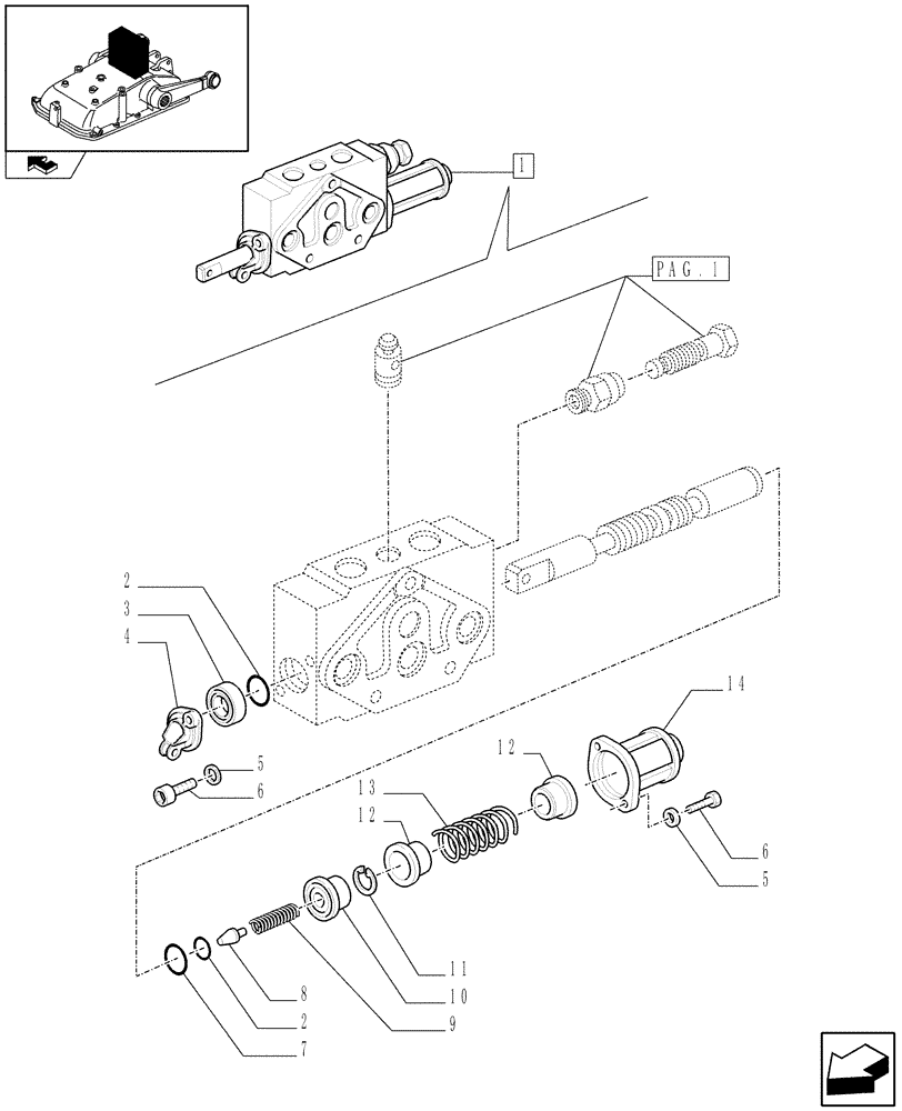 Схема запчастей Case IH FARMALL 95C - (1.82.7/15B[02]) - SIMPLE DOUBLE EFFECT DISTRIBUTOR WITH FLOAT - PARTS (07) - HYDRAULIC SYSTEM