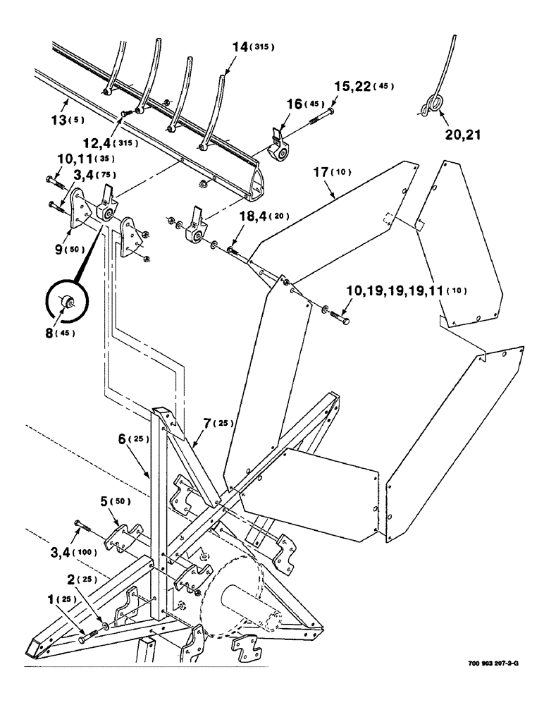 Схема запчастей Case IH 8830 - (9-154) - PICKUP REEL KIT, 21, UNIVERSAL HARVESTER S/N 224700 AND LATER, TO BE ORDERED THRU WHOLEGOODS ONLY (58) - ATTACHMENTS/HEADERS
