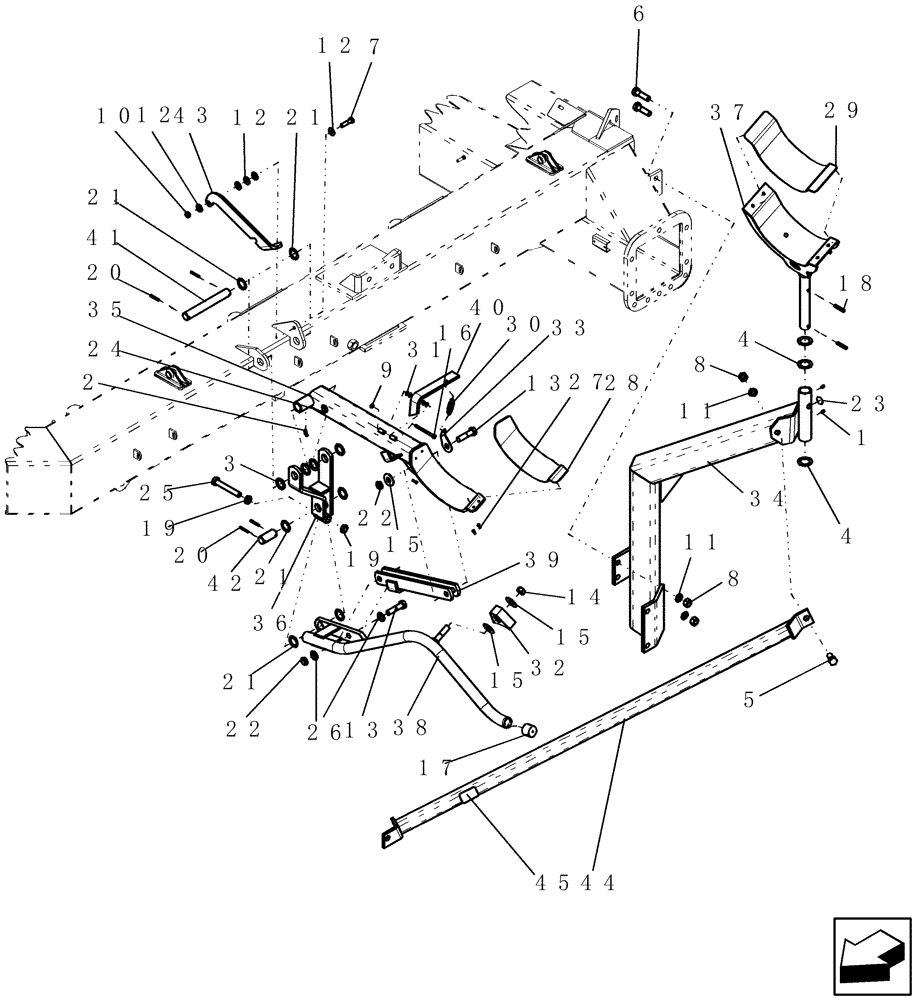 Схема запчастей Case IH ADX3360 - (L.10.B[12]) - AUGER FRONT/REAR SUPPORT ARMS L - Field Processing