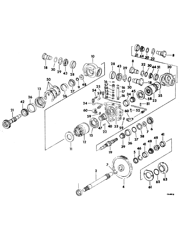 Схема запчастей Case IH 2826 - (07-07) - DRIVE TRAIN, HYDROSTATIC DR. GEARS & SHAFTS, BEARINGS MOTOR & PUMP, CENTER SECTION, TUBES & CONNECT. (04) - Drive Train