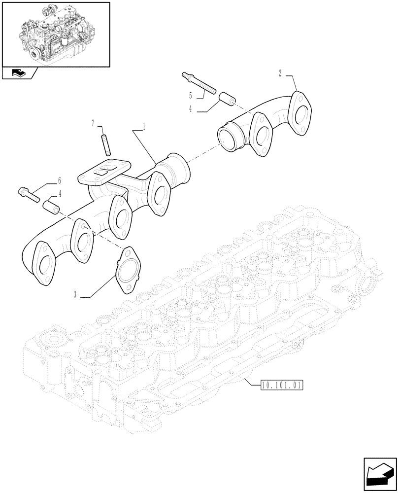 Схема запчастей Case IH F4HE9684J J100 - (10.254.05) - EXHAUST MANIFOLD (2854535) 