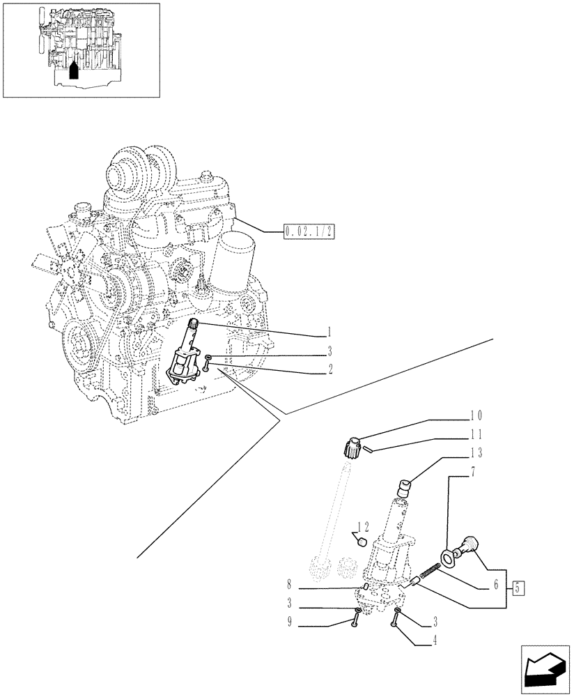 Схема запчастей Case IH JX80 - (0.30.0/02) - OIL PUMP (01) - ENGINE