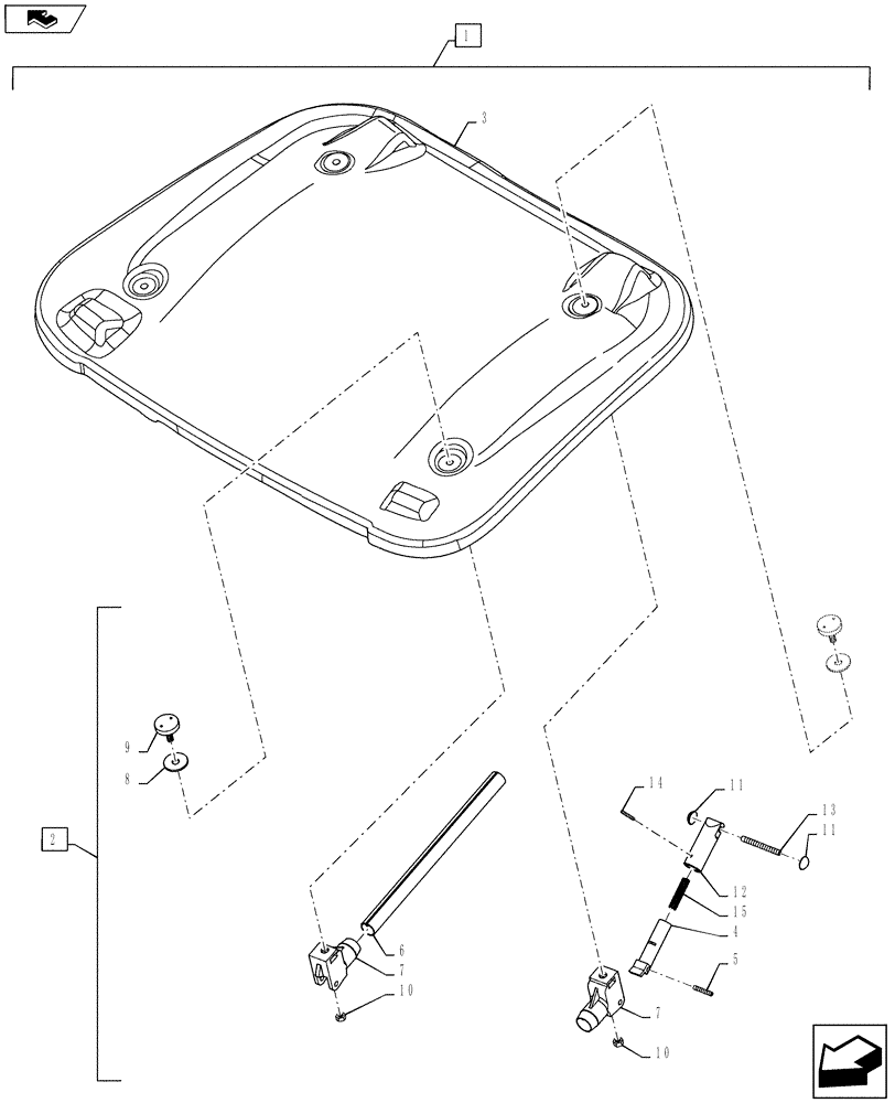 Схема запчастей Case IH PUMA 160 - (90.156.05) - ROOF WITH HIGH PROFILE WITH HIGH VISIBILITY PANEL - GLASS AND RELEVANT PARTS - NAR (90) - PLATFORM, CAB, BODYWORK AND DECALS