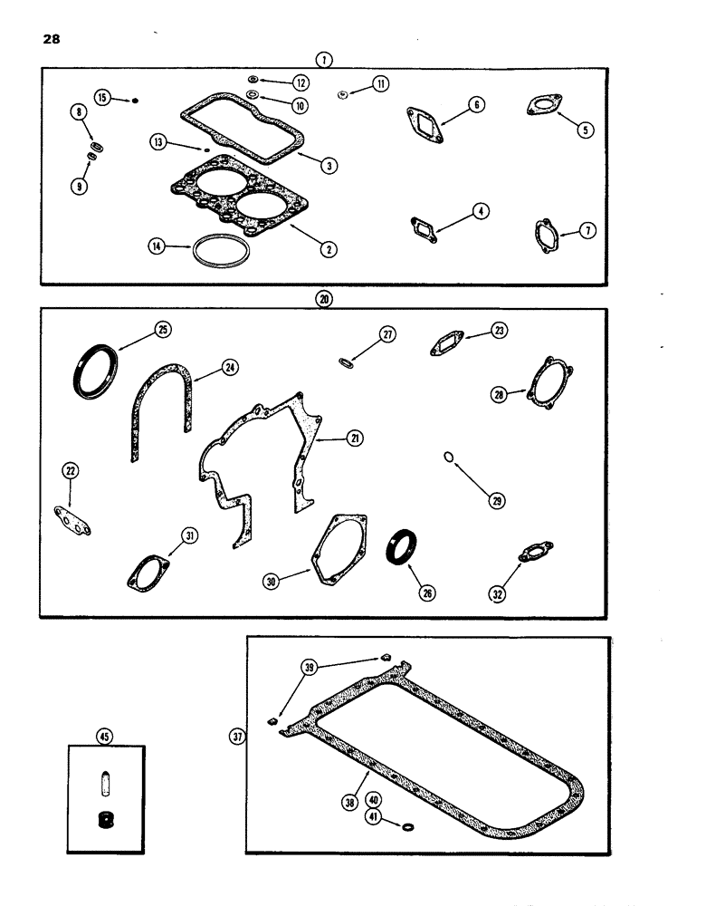 Схема запчастей Case IH 770 - (028) - ENGINE GASKET KITS, (267B) DIESEL ENGINE, 1ST USED ENGINE SERIAL NUMBER 2323001 (02) - ENGINE