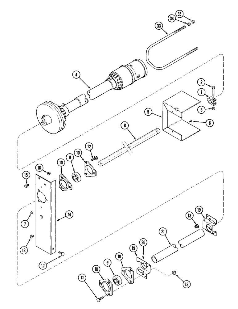 Схема запчастей Case IH 1010 - (9C-16) - AUGER JACKSHAFT DRIVE, 17.5 AND 20.0 FOOT HEADER (58) - ATTACHMENTS/HEADERS