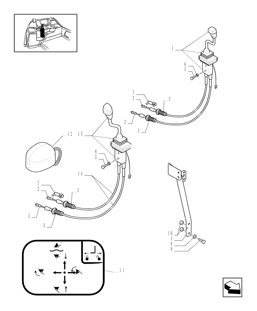 Схема запчастей Case IH MXM190 - (1.96.2/10) - (VAR.245/1) 3 CONTROL VALVES WITH JOYSTICK WITH SPRUNG CAB (10) - OPERATORS PLATFORM/CAB